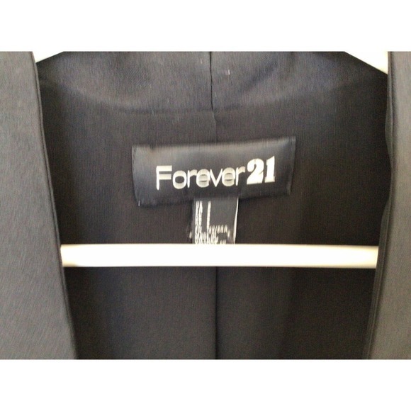 Forever 21 Jacket SzS Black Button Sheer Sleeves Long V Neck Pre-Owned - Picture 3 of 10